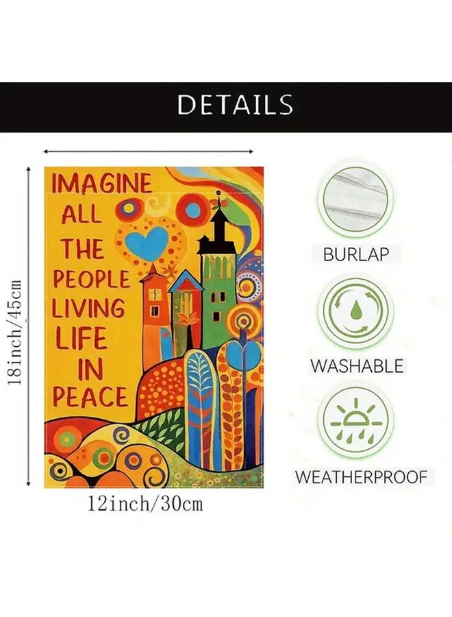 Tangerine Imagine Peace Garden Flag Double Sided Weatherproof Polyester Yard Banner Multifunctional Outdoor Decoration Washable No Electricity Needed 12x18 Inches Landscape Ornament Seasonal Decor Decorative Banner - Image 3