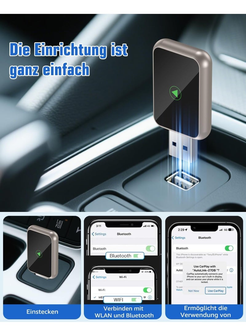 محول كاربلاي لاسلكي للسيارة - صغير ومستقر، تشغيل مباشر ومتوافق مع iPhone iOS 10+ - Image 4
