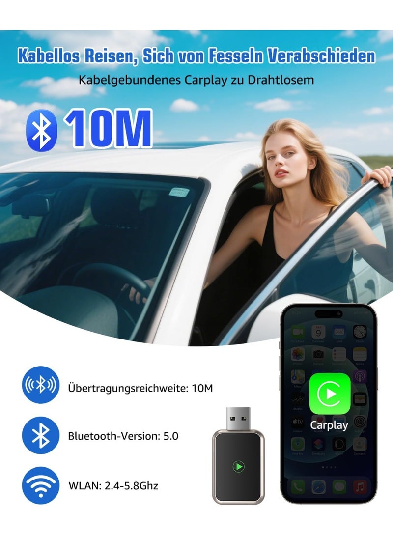 محول كاربلاي لاسلكي للسيارة - صغير ومستقر، تشغيل مباشر ومتوافق مع iPhone iOS 10+ - Image 3