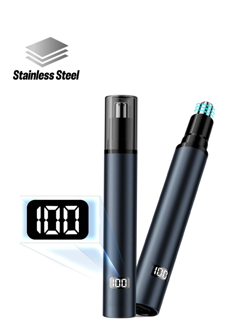 Rechargeable Nose Hair Trimmer for Men and Women with LED Light and Digital Display, Painless Ear and Nose Clipper in Royal Blue, Upgraded Version - Image 1