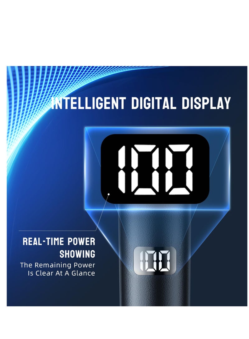 Rechargeable Nose Hair Trimmer for Men and Women with LED Light and Digital Display, Painless Ear and Nose Clipper in Royal Blue, Upgraded Version - Image 5