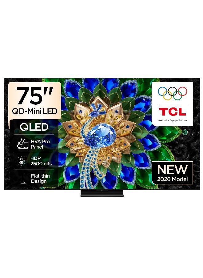 تي سي إل TCL Television 75 Inch 4K QD-Mini LED Google Smart TV, 144Hz Refresh Rate, Up to HDR 2500nits, 93% DCI-P3, TSR AiPQ, Flat-thin Design 75A400U (2026 Model) 75A400U Black - Image 1