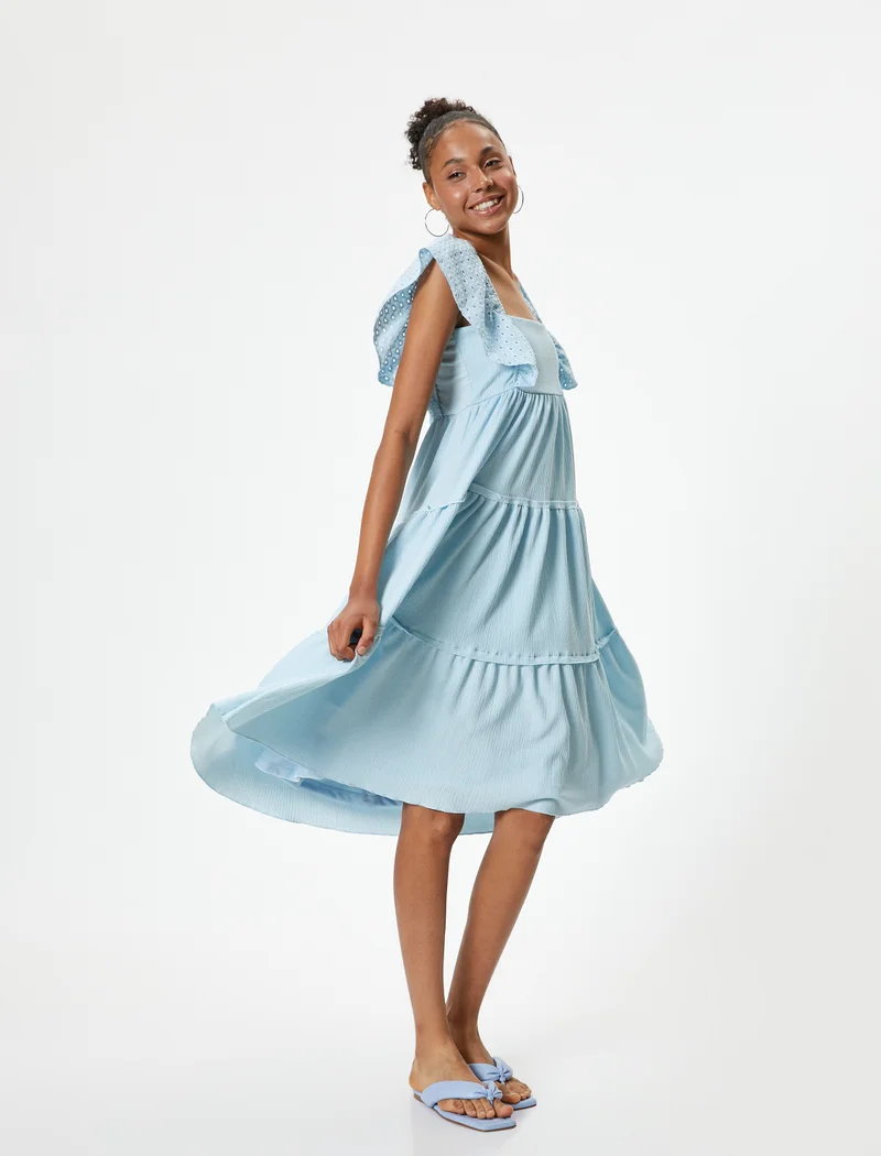 كوتون Midi Ruffled Dress