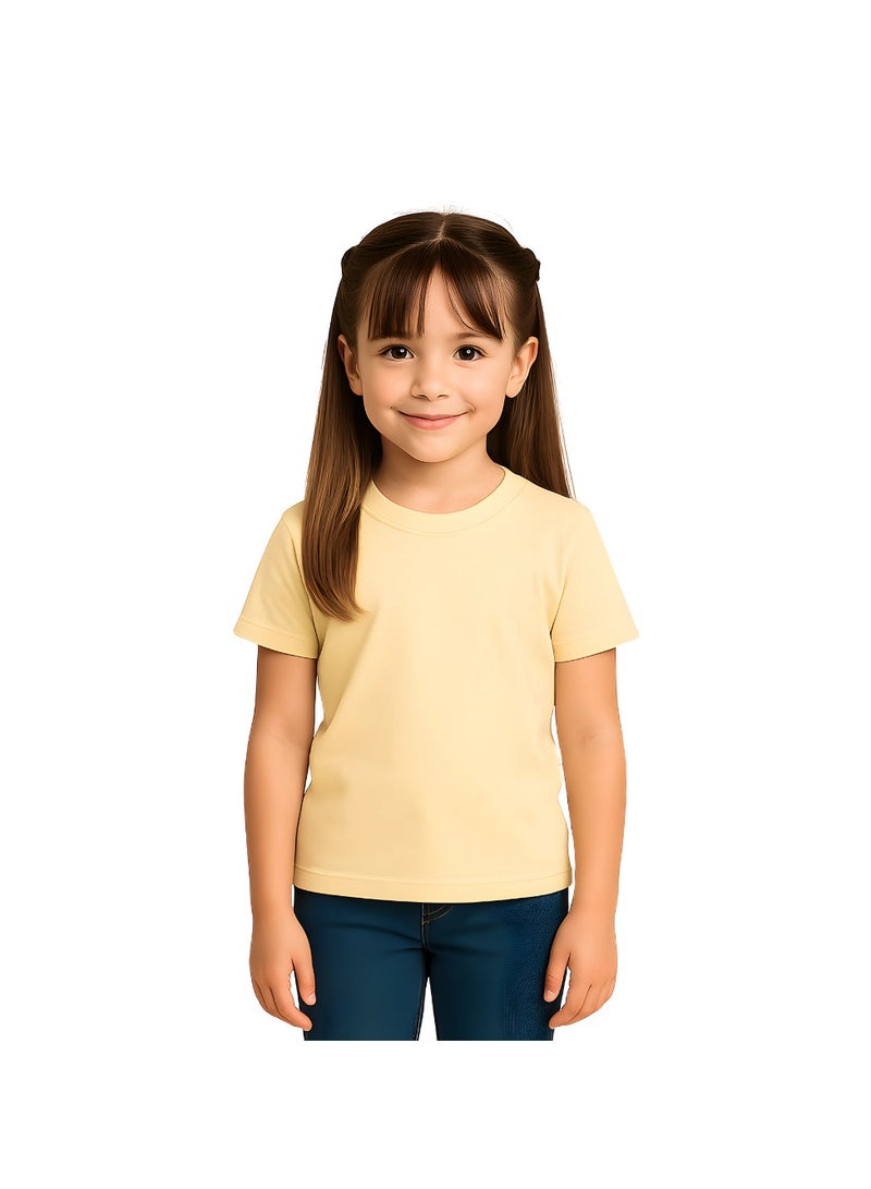 Printshop4me Kids Round Neck Girls T Shirt 170 GSM Pure Cotton Basic Colors - Image 1