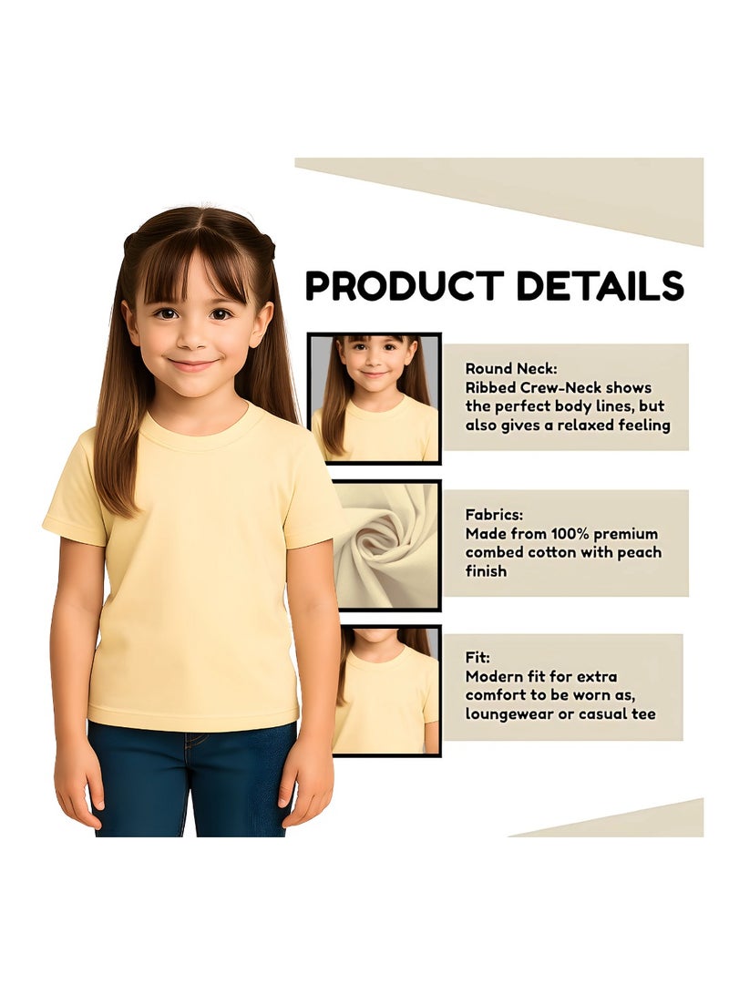 Printshop4me Kids Round Neck Girls T Shirt 170 GSM Pure Cotton Basic Colors - Image 3