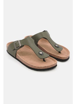 Tahari Men Slip On Synthetic Leather Cork Sandals, Army Green  - Image 1