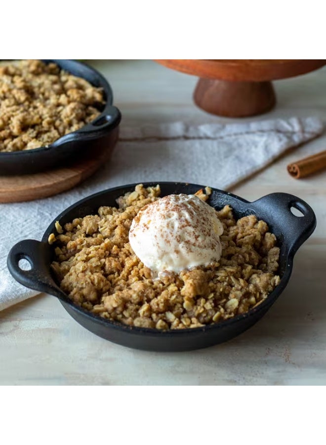 طبق تقديم صغير دائري من الحديد الزهر المعالج حرارياً، أسود اللون، سعة 14 أونصة - Image 2