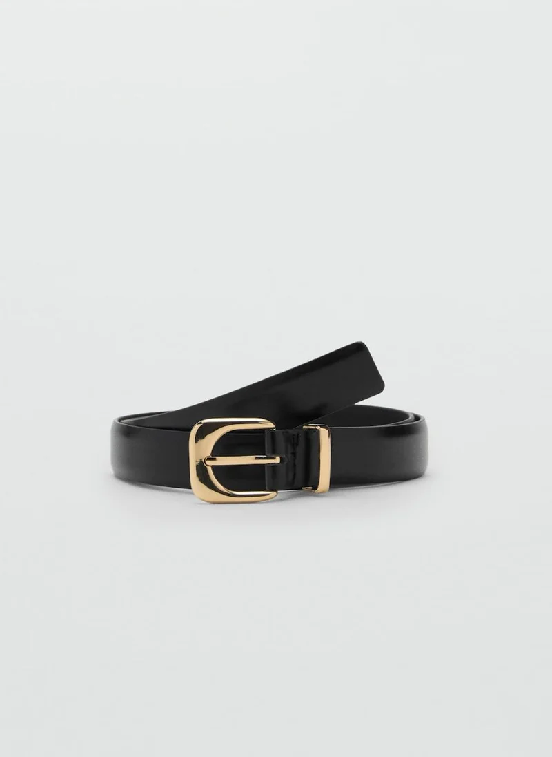 MANGO Leather Effect Belt With Buckle