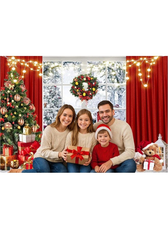 Dudaacvt 7x5ft Christmas Backdrop Christmas Window Backdrop for Photography Xmas New Year Merry Background Christmas Family Holiday Party D649 - Image 2