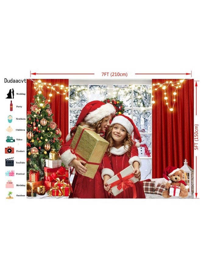Dudaacvt 7x5ft Christmas Backdrop Christmas Window Backdrop for Photography Xmas New Year Merry Background Christmas Family Holiday Party D649 - Image 5