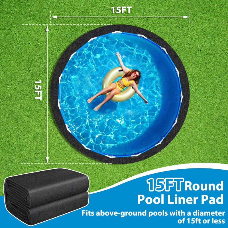 MJZ Thickened Pool Liner Pad for Above Ground Pool, 15 FT Round Under Pool Mat Padding, Pool Ground Pad Mat Under Pool for Pool Bottom, Prevent Punctures, Extend Liner Life - Image 2