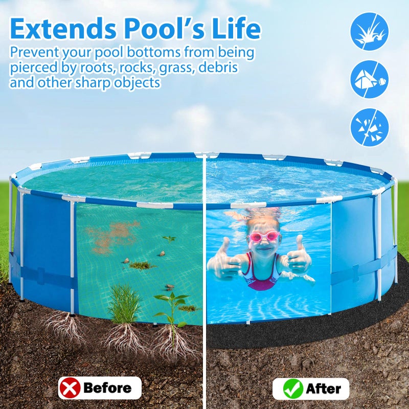 MJZ Thickened Pool Liner Pad for Above Ground Pool, 15 FT Round Under Pool Mat Padding, Pool Ground Pad Mat Under Pool for Pool Bottom, Prevent Punctures, Extend Liner Life - Image 5