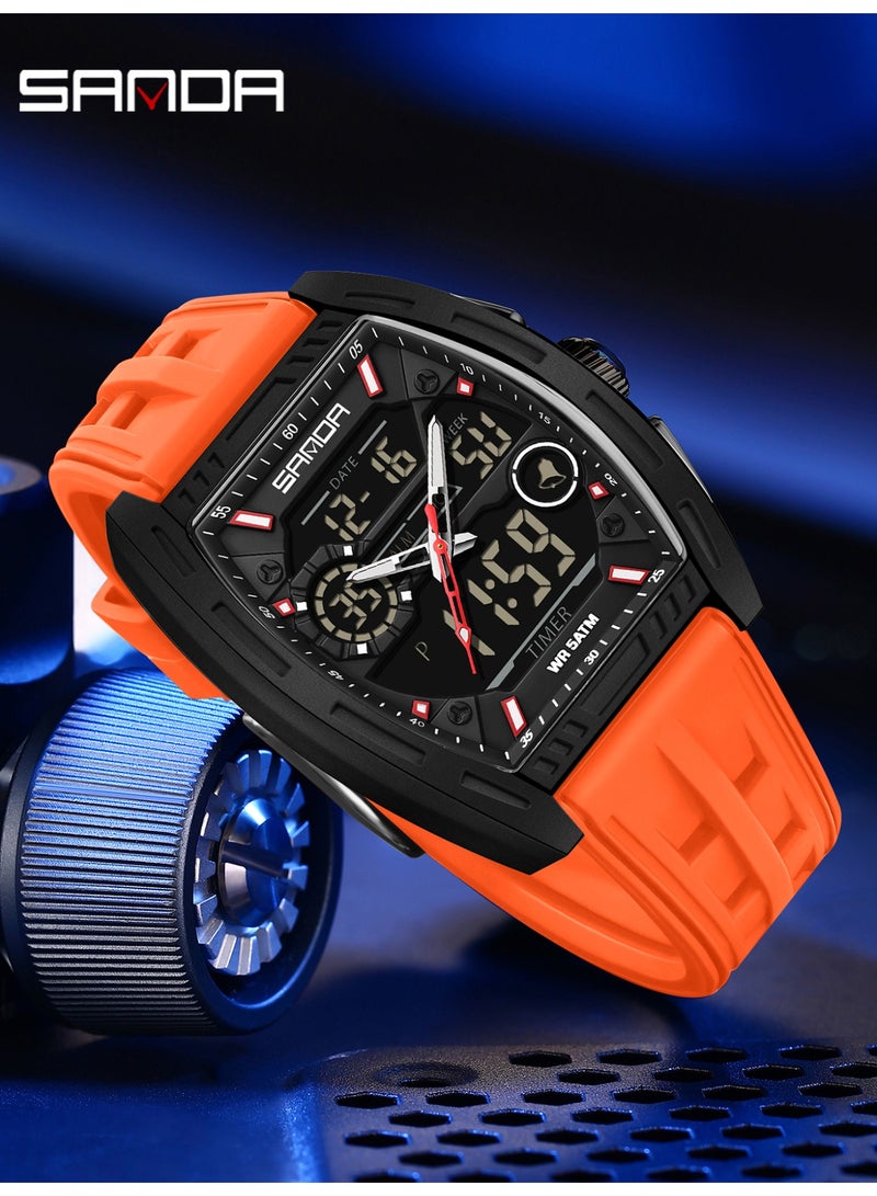 Sanda Men's Digital Watch Dual Display Calendar Luminous Alarm Clock Countdown Fashion Man Electronic Watches - Image 4
