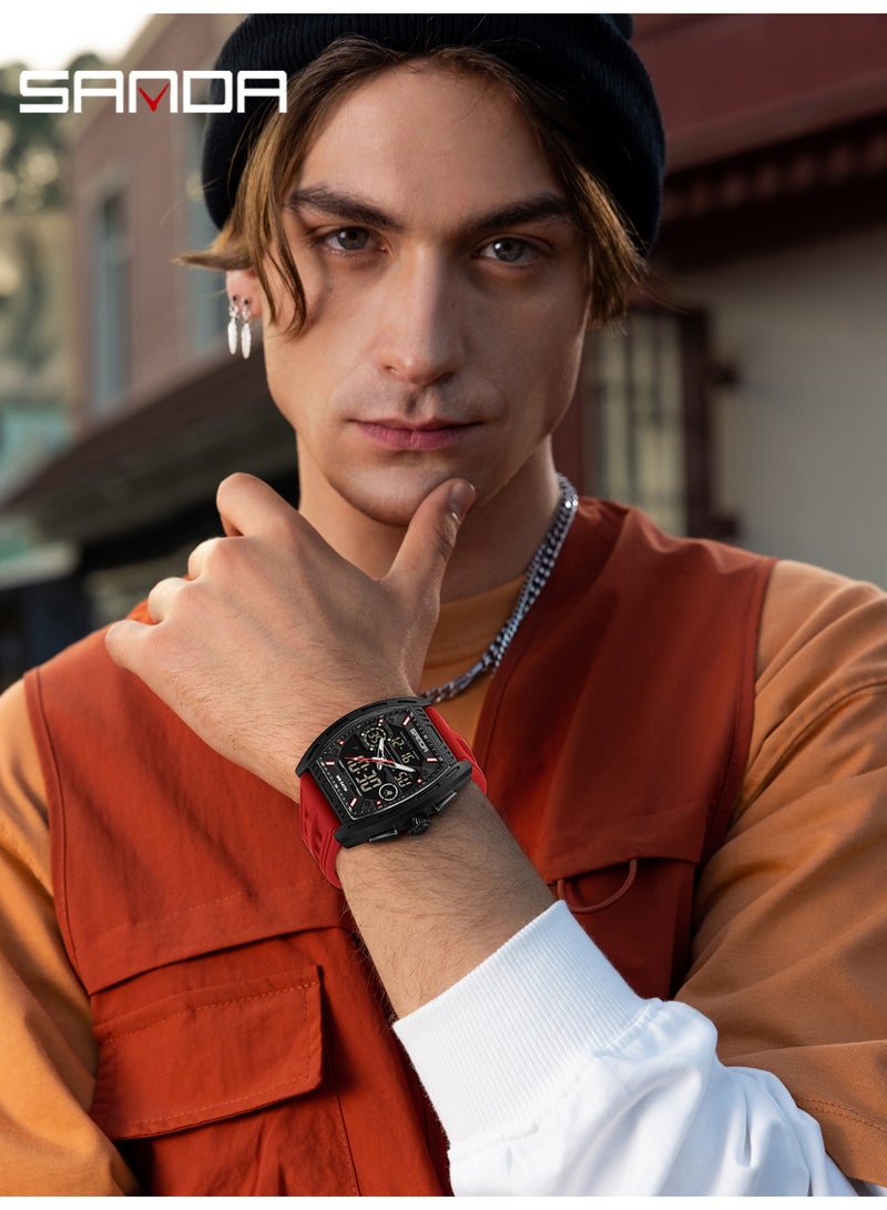 Sanda Men's Digital Watch Dual Display Calendar Luminous Alarm Clock Countdown Fashion Man Electronic Watches - Image 2