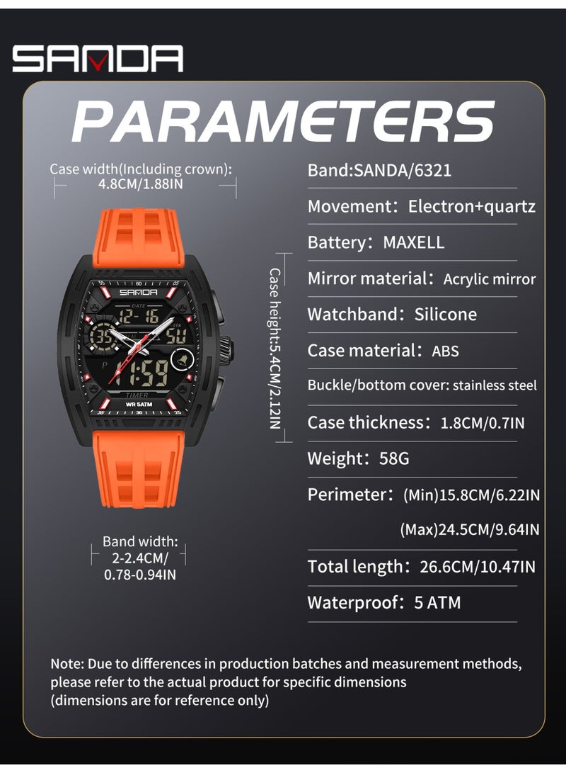 Sanda Men's Digital Watch Dual Display Calendar Luminous Alarm Clock Countdown Fashion Man Electronic Watches - Image 5