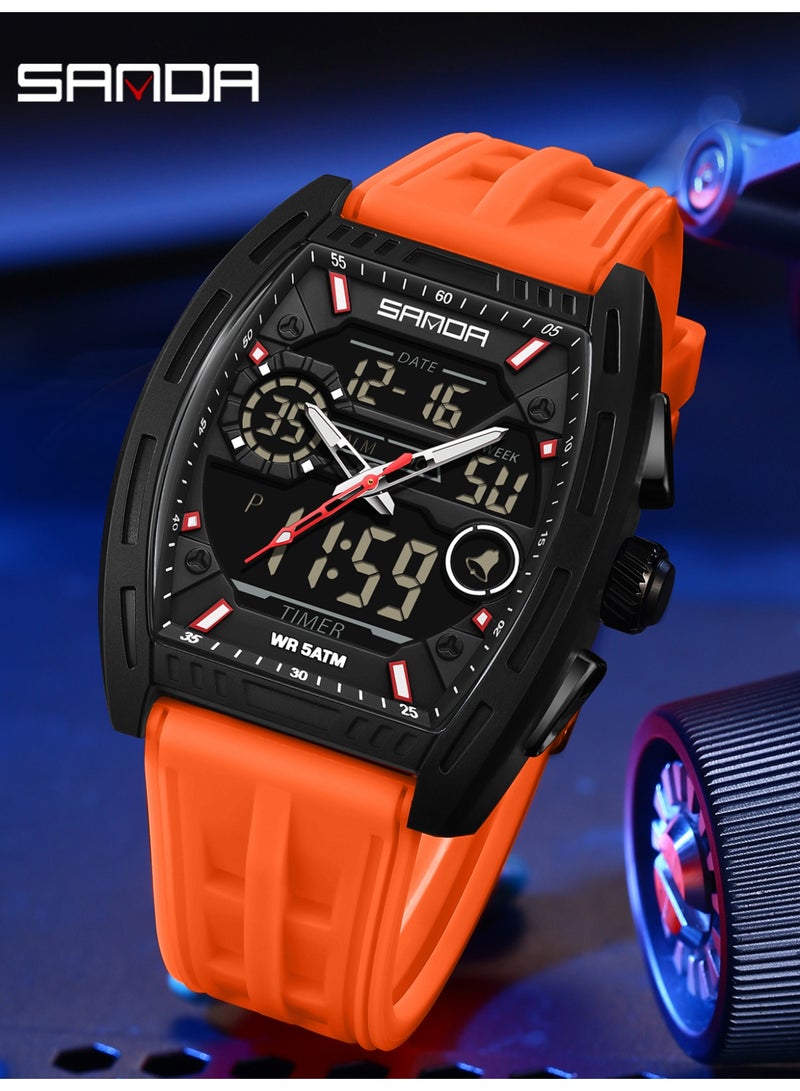 Sanda Men's Digital Watch Dual Display Calendar Luminous Alarm Clock Countdown Fashion Man Electronic Watches - Image 3