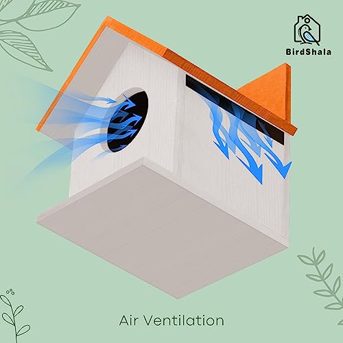 BIRDSHALA Bird House for Sparrow, Budgies & Finches with Air Ventilation and Mounting Hook (Orange - Set of 4) - Image 3