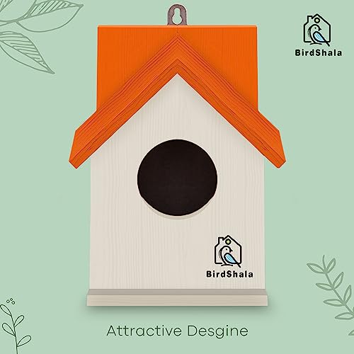 BIRDSHALA Bird House for Sparrow, Budgies & Finches with Air Ventilation and Mounting Hook (Orange - Set of 4) - Image 2
