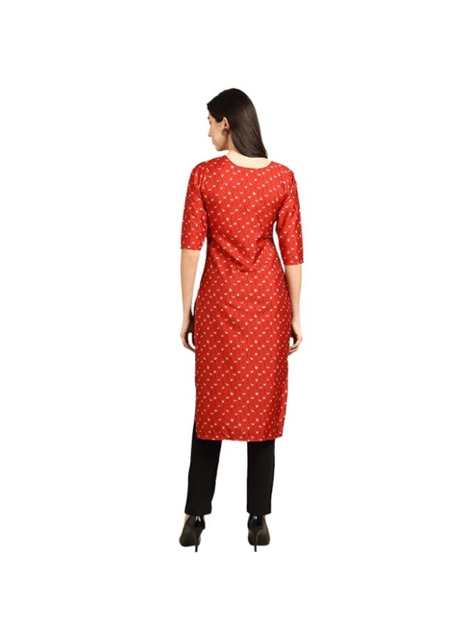 Pinkmint store Women's Crepe Print Straight Kurta [Pack of 4] L - Image 2