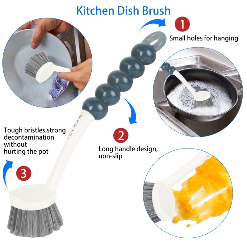 Runloon 6 Pack Multipurpose Household Cleaning Set, Deep Cleaning Brush Set with Grips - Dish, Scrub, Bottle, Shoe, Groove Gap, Keyboard Brush for Kitchen, Bathroom (B) - Image 2