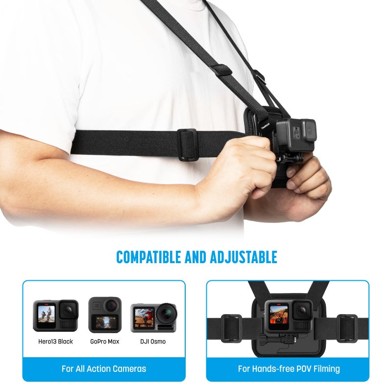 TesRock Chest Mount Harness Chest Strap Compatible with GoPro DJI Osmo AKASO Action Cameras, Comfortable and Stable Chesty for Go Pro Max Hero 13 12 11 10 9 8 7 6 5 Session - Image 4