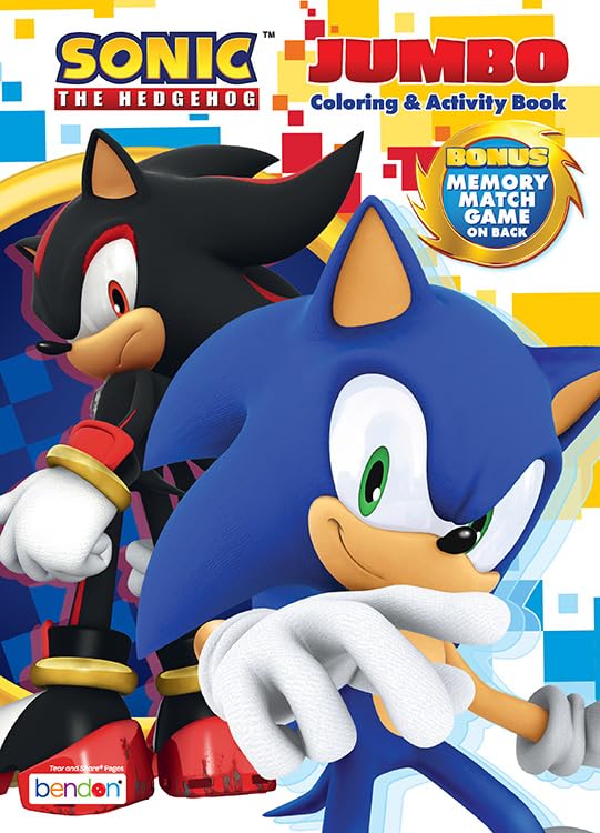 Bendon Sonic The Hedgehog Coloring Book Sonic Coloring Book Jumbo Activity Book Sonic Memory Match Game Bonus Multicolor - Image 1