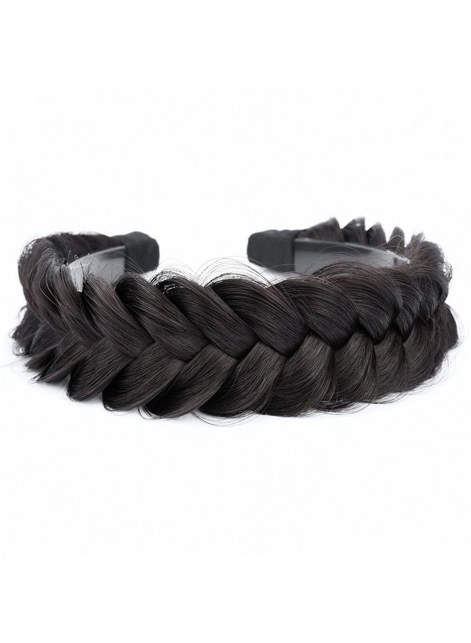 BOBIYA Wide Chunky Plaited Braided Headband Hair Band Synthetic Braid Hairpieces With Teeth Piano Two Tone Colors Accessories (Wdeep Brown) - Image 2