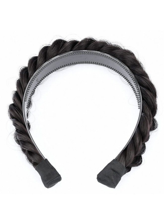 BOBIYA Wide Chunky Plaited Braided Headband Hair Band Synthetic Braid Hairpieces With Teeth Piano Two Tone Colors Accessories (Wdeep Brown) - Image 4