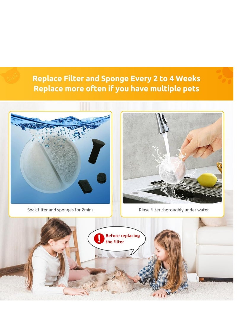 SYOSI Replacement Filters for Pet Water Fountain Replacement, Upgrade Activated Carbon Filter for 2.5L Lite & Premium Cat Fountain, Triple Filtration System for Pet Dog Cat Rabbit Drinking Fountain, 6 Pack  - Image 4
