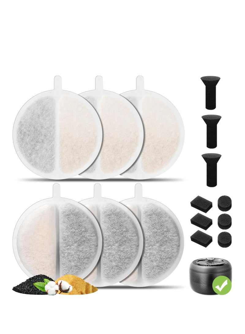 SYOSI Replacement Filters for Pet Water Fountain Replacement, Upgrade Activated Carbon Filter for 2.5L Lite & Premium Cat Fountain, Triple Filtration System for Pet Dog Cat Rabbit Drinking Fountain, 6 Pack  - Image 1