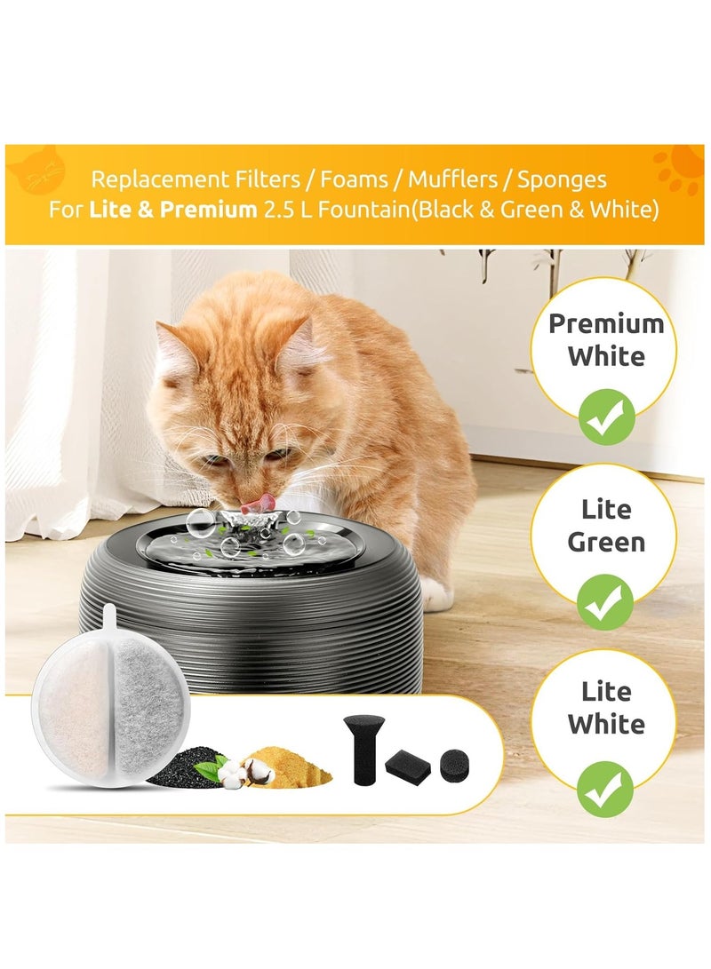 SYOSI Replacement Filters for Pet Water Fountain Replacement, Upgrade Activated Carbon Filter for 2.5L Lite & Premium Cat Fountain, Triple Filtration System for Pet Dog Cat Rabbit Drinking Fountain, 6 Pack  - Image 2