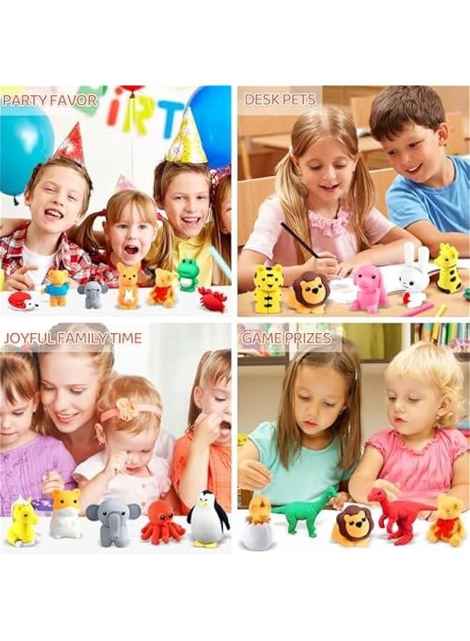 Generic 60Pcs Animal Erasers Kids Desk Pets Pencil Erasers 3D Puzzle Erasers Bulk Mini Animal Erasers Toys Fun Cute Eraser for Classroom Rewards, Game Prizes, Treasure Box,  Egg Fillers  - Image 4