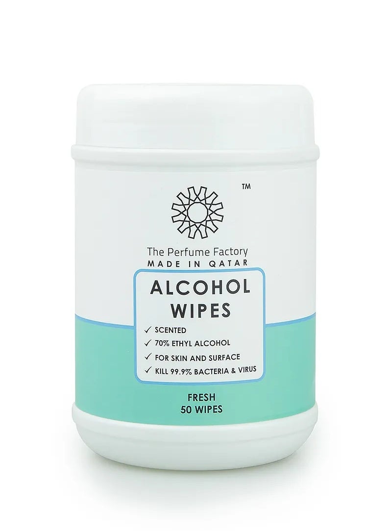 The Perfume Factory - ALCOHOL WIPES - 50 Pieces - FRESH - Image 1