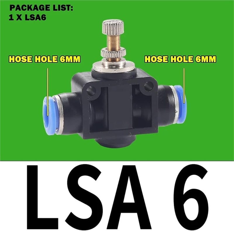 LSA6 Pneumatic Throttle Valve 4 6 8 10 12mm Fast Connection Air Speed Pressure Regulator - Image 3