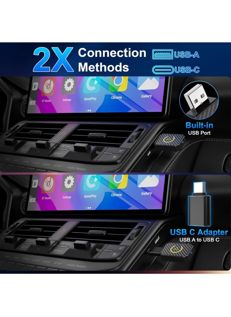 ماركة غير محددة - محول Carplay لاسلكي صغير 2 في 1 مع بلوتوث 5.0 وواي فاي للسيارات السلكية CarPlay/Auto - Image 1