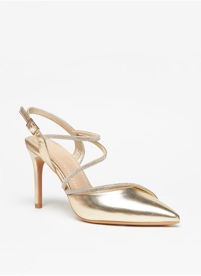 Flora Bella - Women's Embellished Sandals with Buckle Closure - Image 1