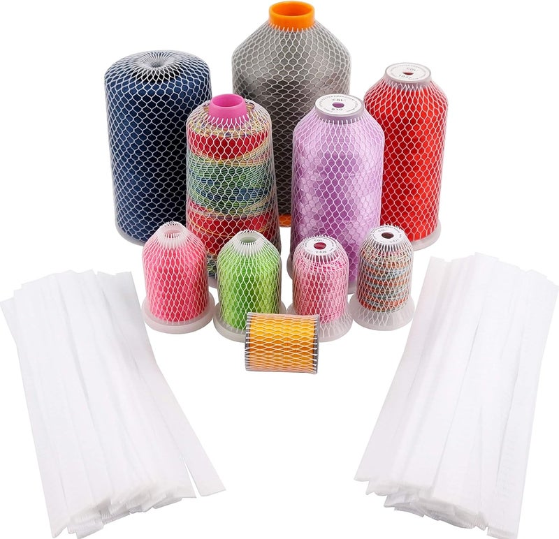 New brothread 100pcs Thread Net Spool Saver for Different Sizes of Embroidery Sewing Quilting and Serger Thread Spools/Cones - 9.8" (25cm) Long Each Piece - Image 1