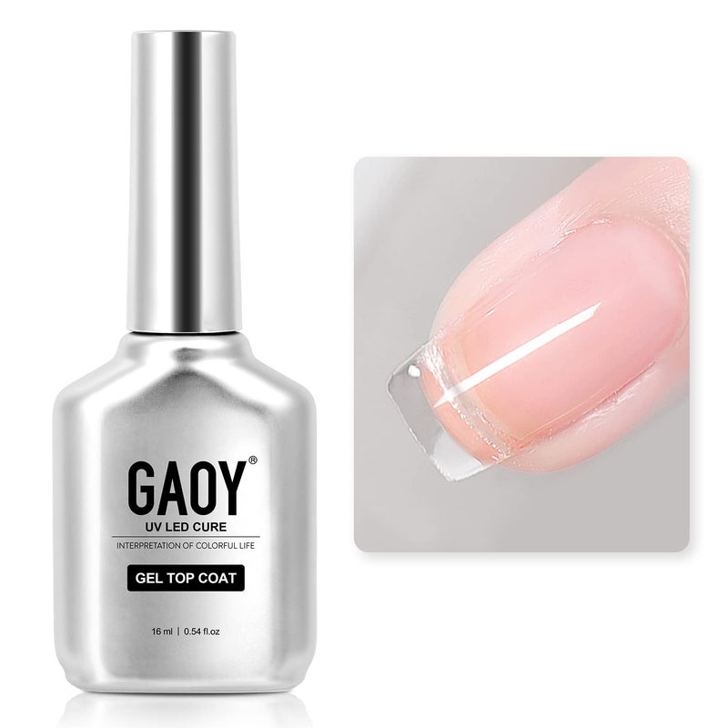 GAOY Top Coat for Gel Nail Polish, 16ml No Wipe Clear Finish, High Gloss Varnish for Long Lasting UV Nail Art DIY - Image 2