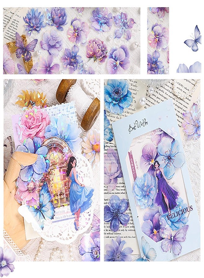 Doraking 60PCS Colorful Flower Sticker (Blue) - Image 3