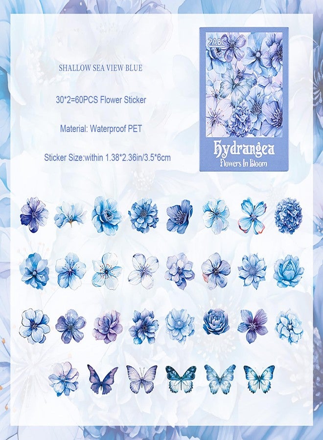 Doraking 60PCS Colorful Flower Sticker (Blue) - Image 2