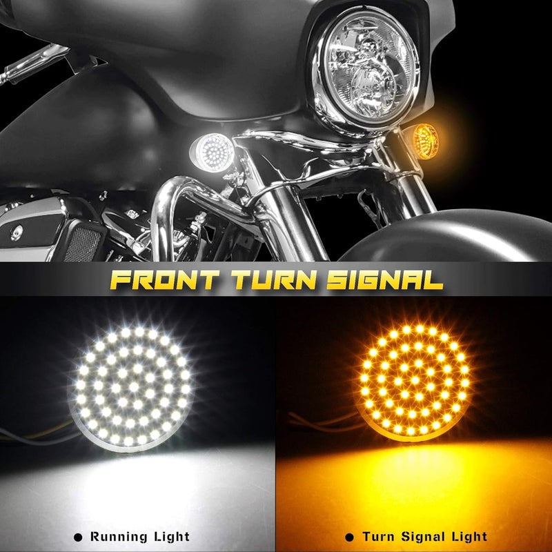 NTHREEAUTO 2 Inch Bullet LED Turn Signals - 1157 Switchback Running Light Panel for Harley Motorcycles - Image 3
