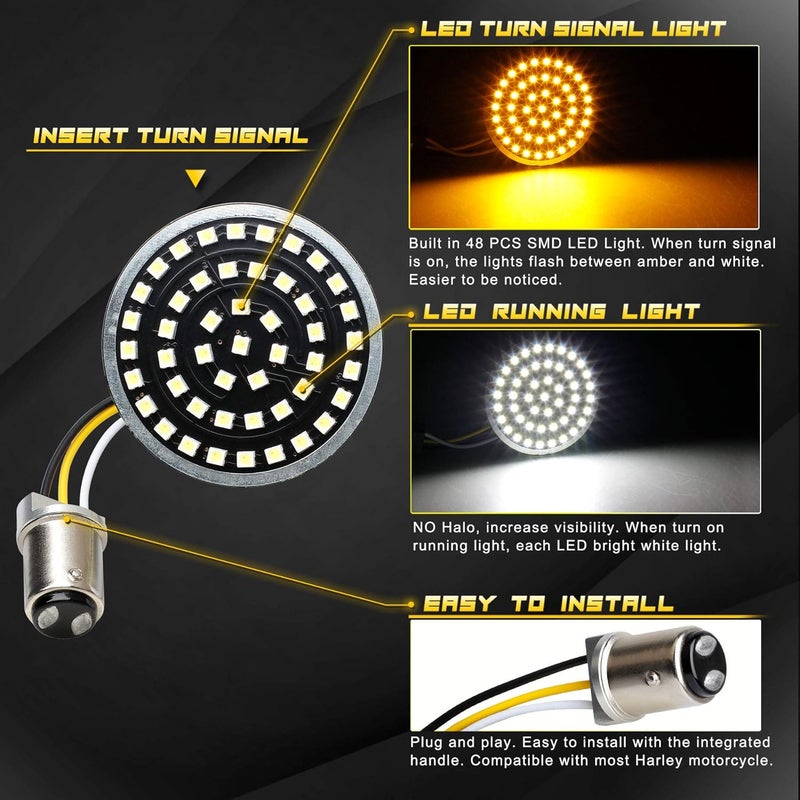 NTHREEAUTO 2 Inch Bullet LED Turn Signals - 1157 Switchback Running Light Panel for Harley Motorcycles - Image 2