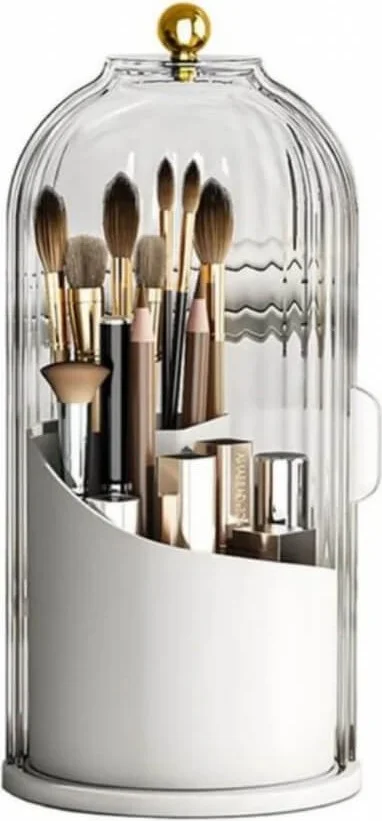Piev House By House Brush Cosmetic Makeup Organizer with Transparent Cover 360 Rotatable Stand Organizer Transparent