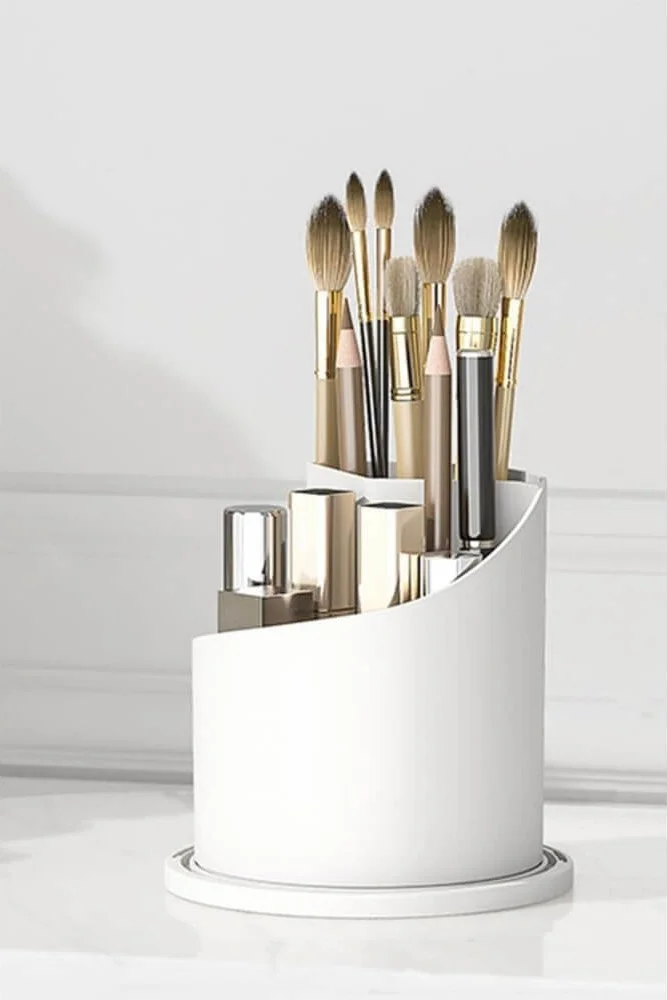 Piev House By House Brush Cosmetic Makeup Organizer with Transparent Cover 360 Rotatable Stand Organizer Transparent