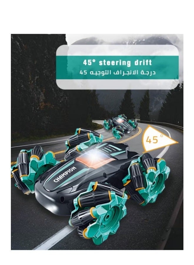 ميكسد لعبة سيارة للتحكم عن بعد مع الضوء والموسيقى ، سيارة سباق الانجراف للتحكم في الراديو مزدوجة الجانب 2.4 جيجاهرتز ، سيارة حيلة RC لاستشعار الإيماءات ، مناسبة لمختلف الطرق ، هدية مثالية للأطفال الذين تتراوح أعمارهم بين 8+ - Image 2