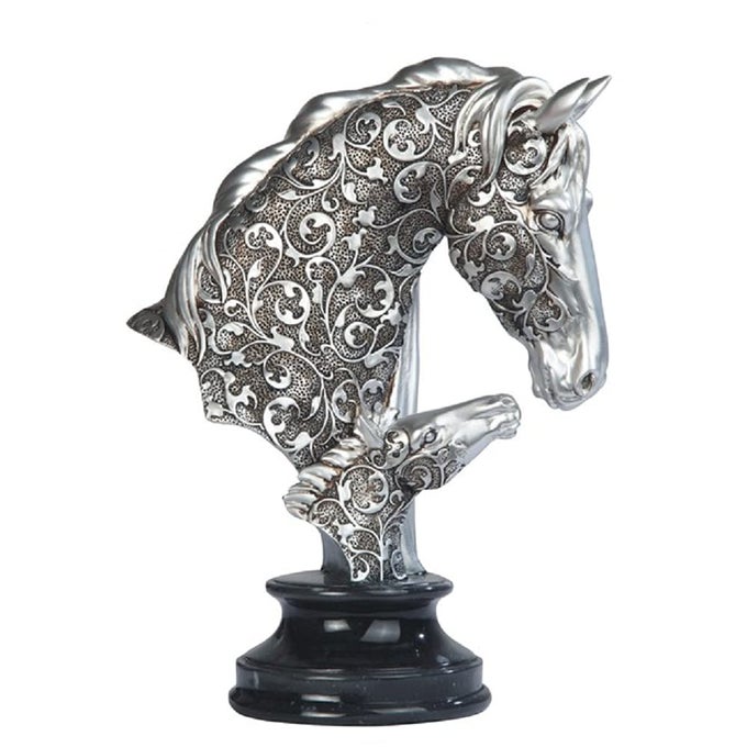 SSG11680 SILVER TONED ENGRAVED FATHER AND SON HORSE STATUE 10
