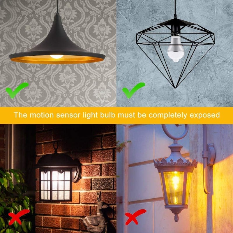 klarako Indoor Motion Sensor Light Bulb, 9W E26 Smart Daylight Dusk to Dawn Light Bulb Auto On/Off PIR LED Bulbs for Porch Hallway Stairs Garage (600lumen,3 Pack) - Image 5