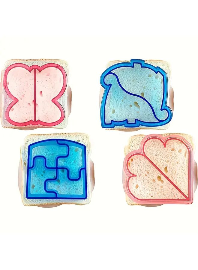 4pcs Sandwich Cutters Pancake Makers Dinosaur Butterfly Dolphin Heart Shape DIY Cookie Bento Box Accessories - Image 1
