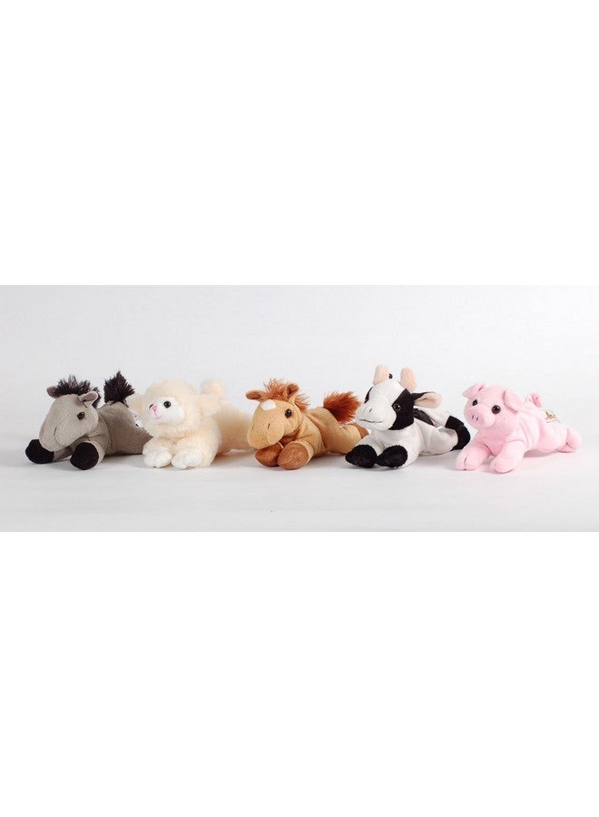 Unipak 12" Plush Red Barn Playset With 5 Beanie Animals -Lamb, Pig, Cow, Gray Horse And Brown Horse + 5 Bonus Farm Animal Figures - Image 4
