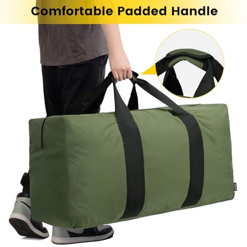 Vorspack Extra Large Duffle Bag for Travel - 100L Duffel Bag for Men Gear Bag for Storage Foldable Weekender Bag for Overnight Camping - Green - Image 5